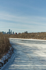 Fototapeta na wymiar The North Saskatchewan River with Downtown Edmonton in the Background