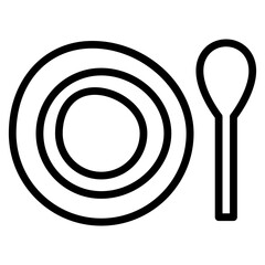 Plate with spoon, linear design icon y tableware


