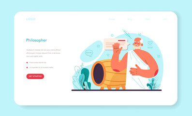 Philosophy web banner or landing page. Ancient study of general
