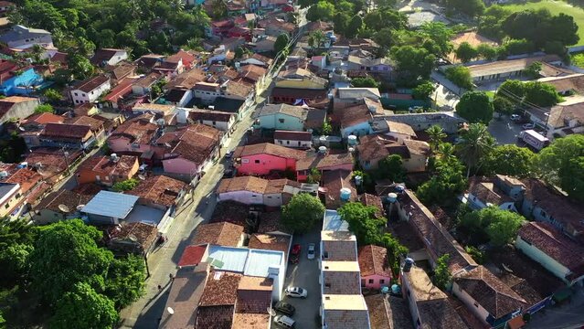 An aerial view of a neighborhood of Arrial D'Ajuda, in Porto Seguro, Brazil.  A beautiful beach town in the north east of Brazil.  