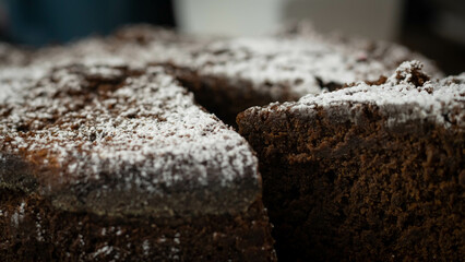 close up of chocolae cake
