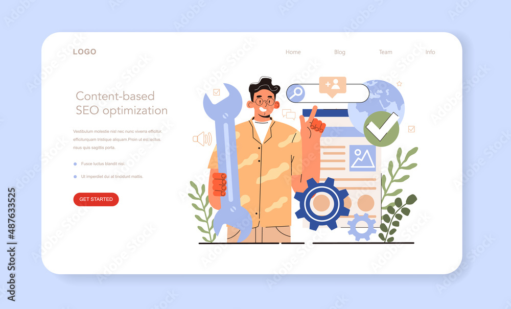 Poster blog content-based seo optimization. idea of search engine optimization