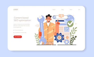 Blog content-based SEO optimization. Idea of search engine optimization