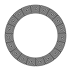 Geometric ornament with greek meander motif for circle frame.