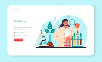 Soil science web banner or landing page. Natural resource study