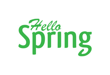 Hello Spring . Green vector inscription on a white background