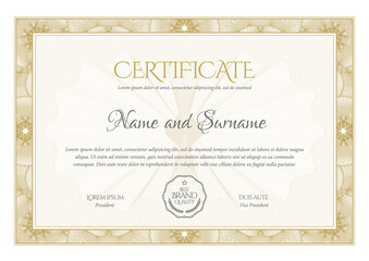 Certificate template. Diploma of modern design or gift certificate.