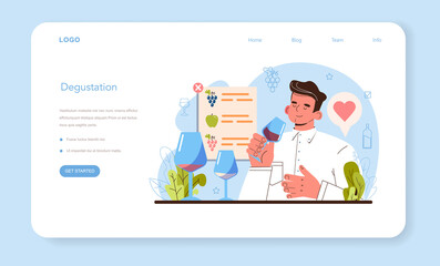 Food critic web banner or landing page. Professional writer making review