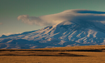 Sun beginning to go down after a mountain storm