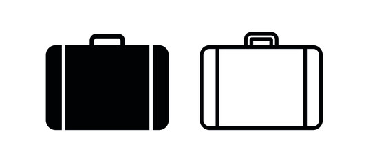 The suitcase icon. A symbol of travel or relocation. Luggage. A tourist symbol. Isolated vector illustration on white background.
