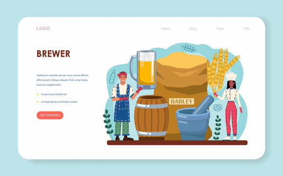 Brewery web banner or landing page. Craft beer production, modern