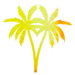 palm trees watercolor silhouette, isolated vector