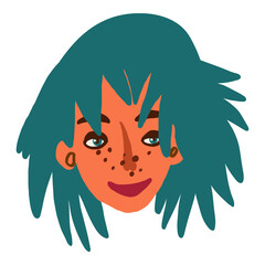 Female face sticker handdrawn illustration