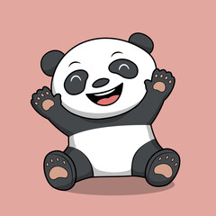 cute panda funny cartoon isolated illustration