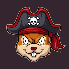 head pirate squirrel mascot logo gaming concept