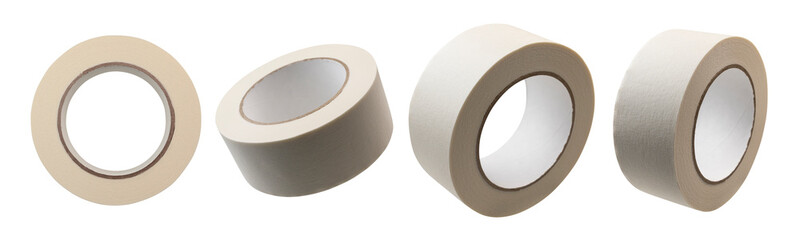 Masking tape in different angles on a white background