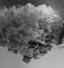 Outdoor kussens Black and White smoke and colors flow blots. Abstract horizontal long background. © Liliia
