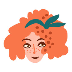 Female face sticker handdrawn illustration