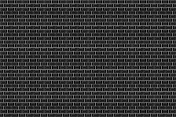 Abstract Seamless Black and White Structural Brick Wall. Panoramic Geometric Pattern. Solid Stone Surface. Raster. 3D Illustration