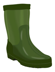 green rubber boots isolated on white