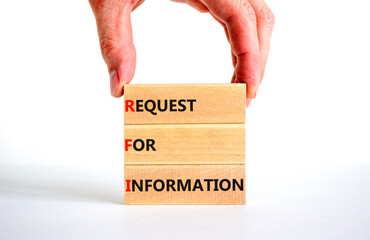 RFI request for information symbol. Concept words RFI request for information on blocks on a...