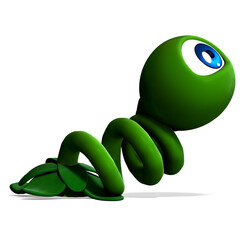 3D-illustration of a cute and funny cartoon eye on a stem. isolated rendering object