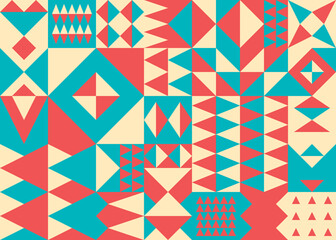 Abstract simple geometric triangles and squares colorful vector Bauhaus style pattern design. 