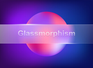 Transparent wide plastic frame in glassmorphism style futuristic colorful vector illustration.