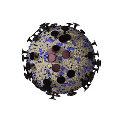 3D render of a colorful virus with a white background