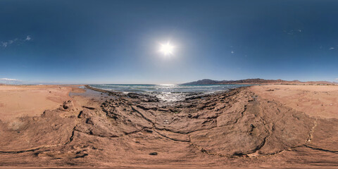 full seamless spherical hdr 360 panorama view on coast of sea in equirectangular projection, ready...