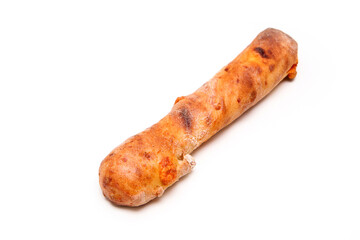 Single piece of bakery, the crunchy stick with mimolette cheese isolated in a white background.