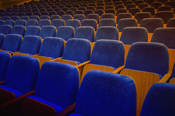 Fototapeta premium auditorium without people with blue chairs