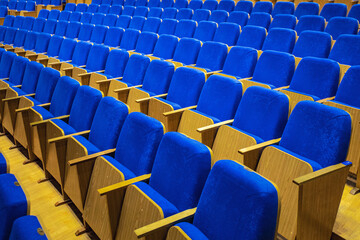 Fototapeta premium auditorium without people with blue chairs