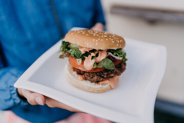 Hamburger auf einer Sommerhochzeit