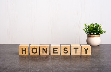 word honesty made with wood building blocks