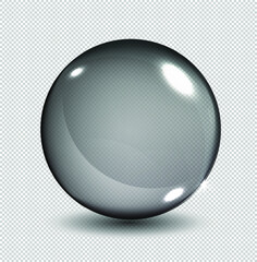 Big white transparent glass sphere with glares and highlights. Transparency only in vector format.