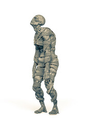 mummy is looking up on white background