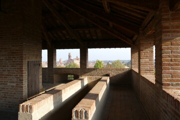 Fototapeta na wymiar panorama of the city and of the countryside from the top of the tower of Sforza Castle in Imola