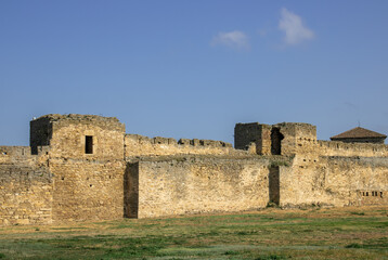 Ancient citadel fortress. Military tower fortifications. Medieval security defensive wall...