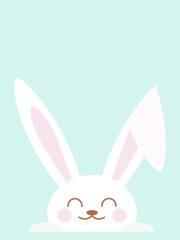 art and illustration digtal of a white rabbit on blue background