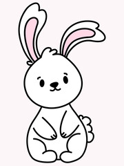 art and illustration digtal of a white rabbit