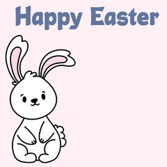 digtal drawing of a white rabbit with the phrase happy easter