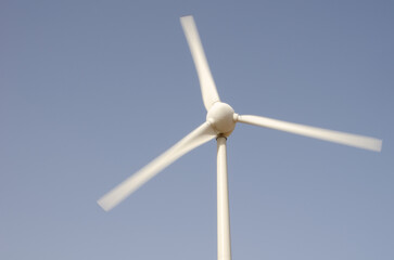 Wind turbine in motion in the municipality of Aguimes. Gran Canaria. Canary Islands. Spain.