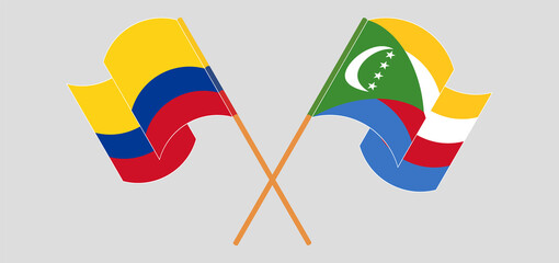 Crossed flags of Colombia and the Comoros. Official colors. Correct proportion