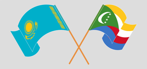 Crossed flags of Kazakhstan and the Comoros. Official colors. Correct proportion