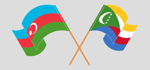 Crossed flags of Azerbaijan and the Comoros. Official colors. Correct proportion