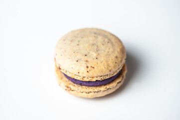 Sweet colorful macarons isolated on white background. Tasty colourful macaroons. High quality photo