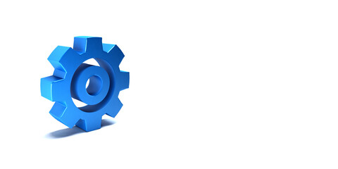 Obraz premium 3D Gear blue color banner style with copy space illustration render