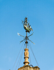 Weather vane in the shape of an Elizabethan galleon on South Shields town hall, south Tyneside, UK