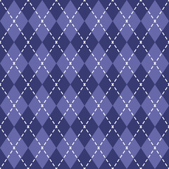 Purple checkered argyle background, seamless pattern. Vector.